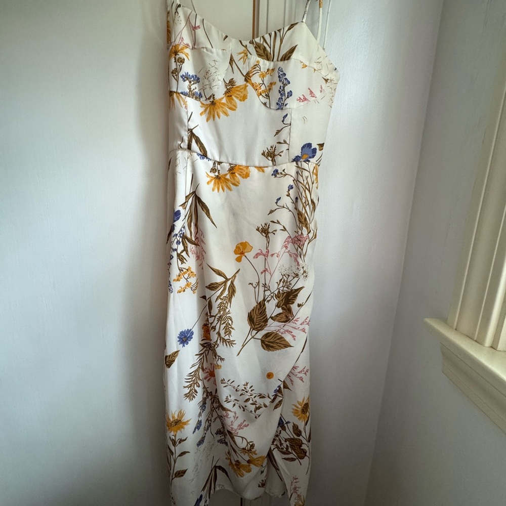 Floral Strapless Dress - White and Multicolor